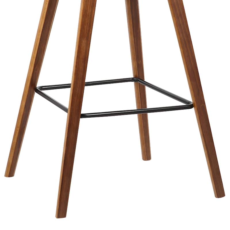 Brown Fabric Counter Height Chair with Wood Frame, Low Back and Footrest - 19” x 16” x 36” (D x W x H)