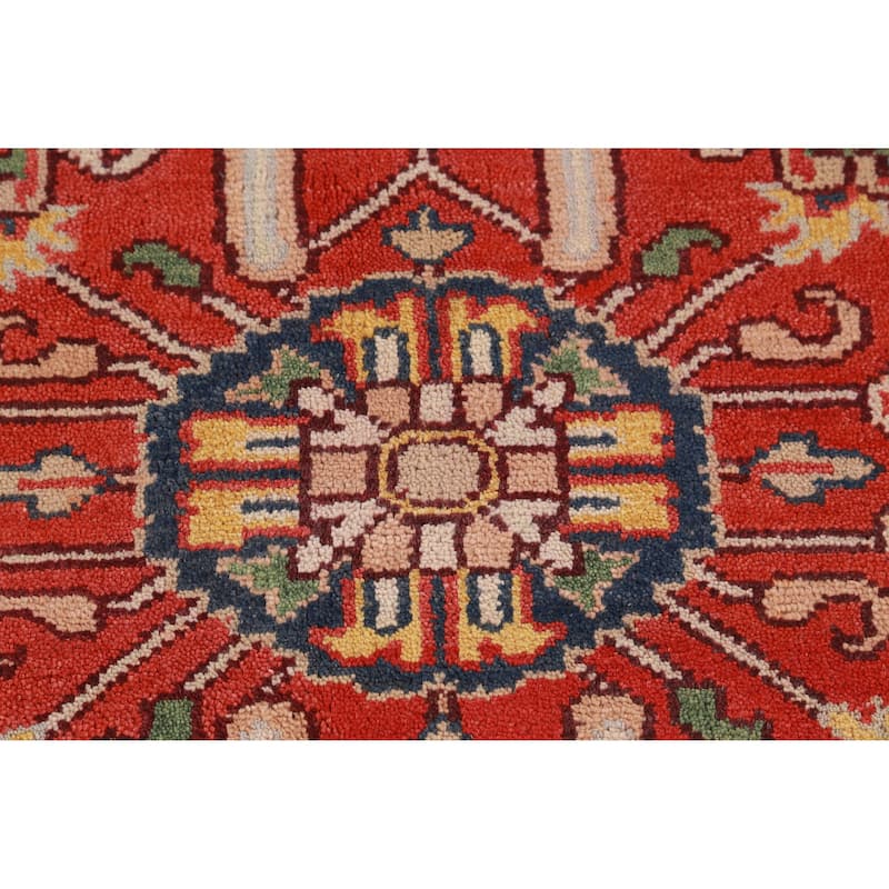 Hand Knotted Oriental 100% Wool Carpet Traditional Medallion Oranges & Rust Heriz (serapi) Area Rug - 11' 10'' X 9' 1''