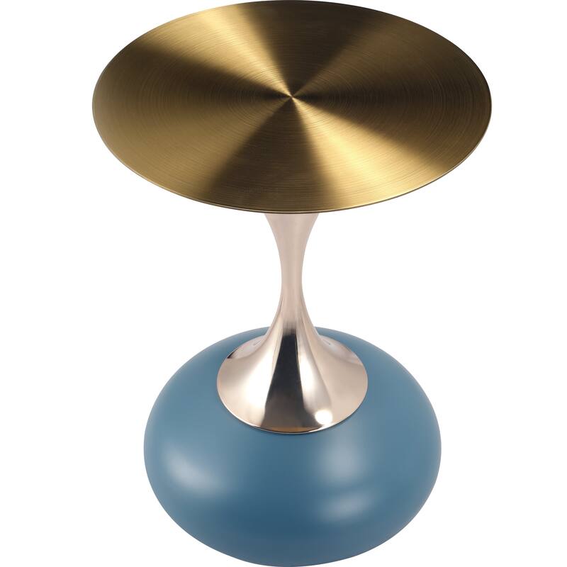 Savoy 18-Inch Round Side Table in Gold Stainless-Steel End Table with a Round Pedestal base