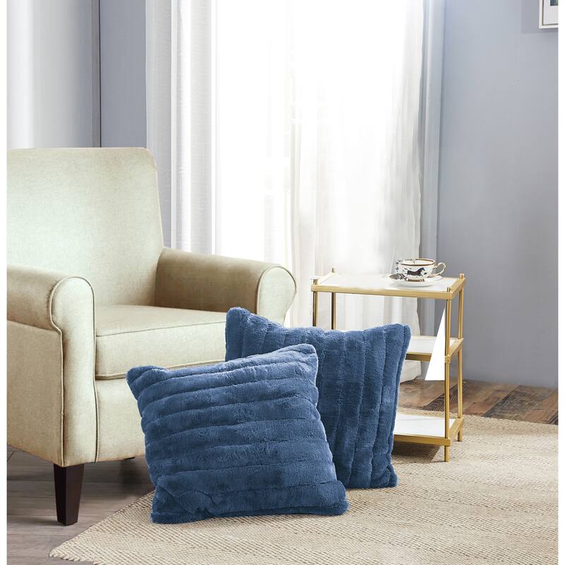 Serenta SuperMink Solid Color Throw Pillow Shell Cushion Cover Set - 26" x 26" - Blue Mirage - Set of 2