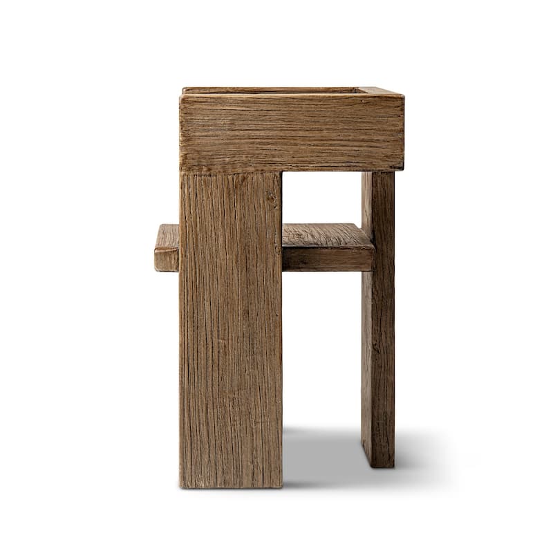 Jennifer Taylor Home Avenel Solid Reclaimed Elm Sculptural Block Accent Chair