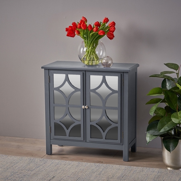Melora Fir Wood Double Door Cabinet With Mirror Accents by Christopher Knight Home. Opens flyout.