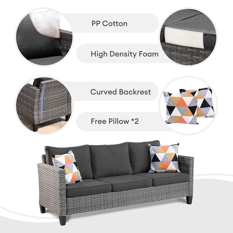 OVIOS 6-piece Patio Wicker Furniture Loveseat Conversation Set