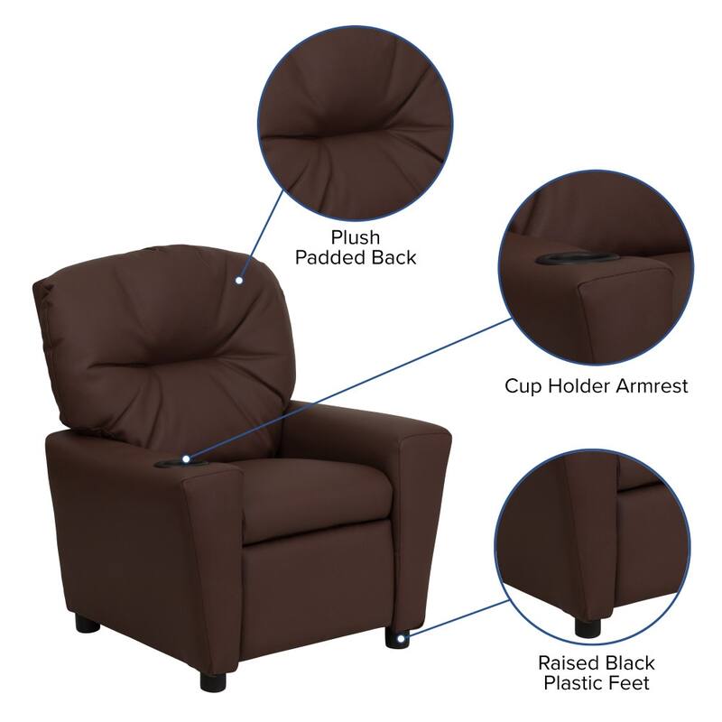 Contemporary Kids Recliner with Cup Holder