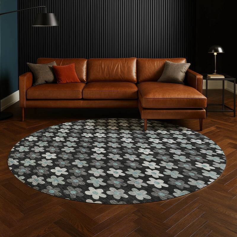 Machine Washable Indoor/ Outdoor Floral Kechi Chantille Rug