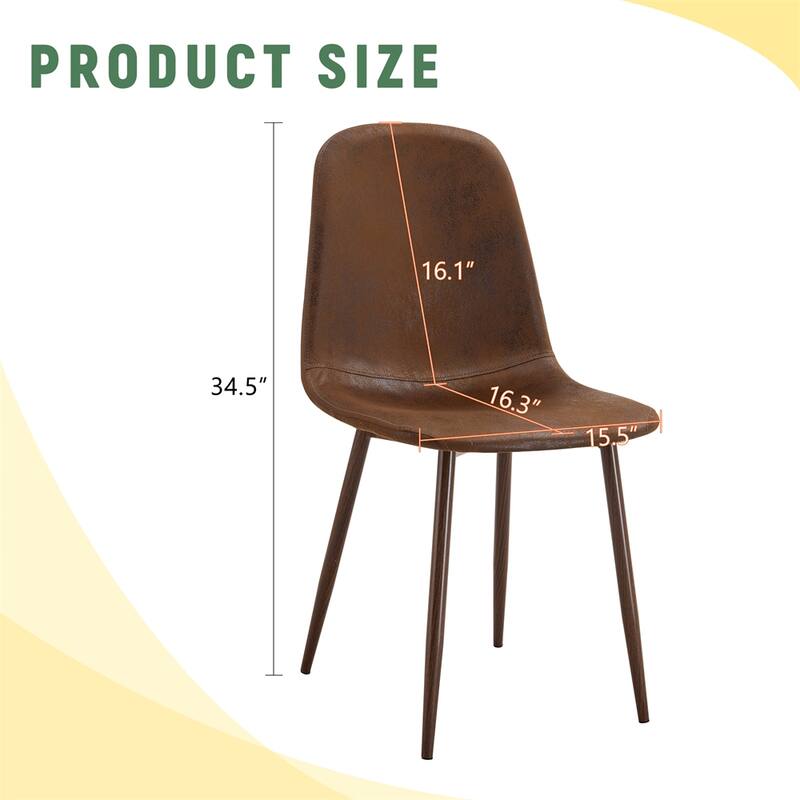 Dining Chairs,Suede Backrest and Metal Legs Combined Chairs,4 PCS - Walnut
