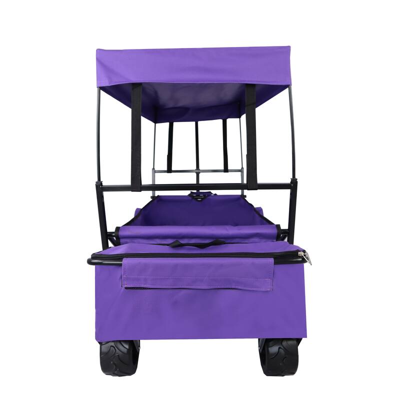 Outdoor Camping Kids Foldable Wagon,Portable Beach Trolley Cart with Removable Canopy