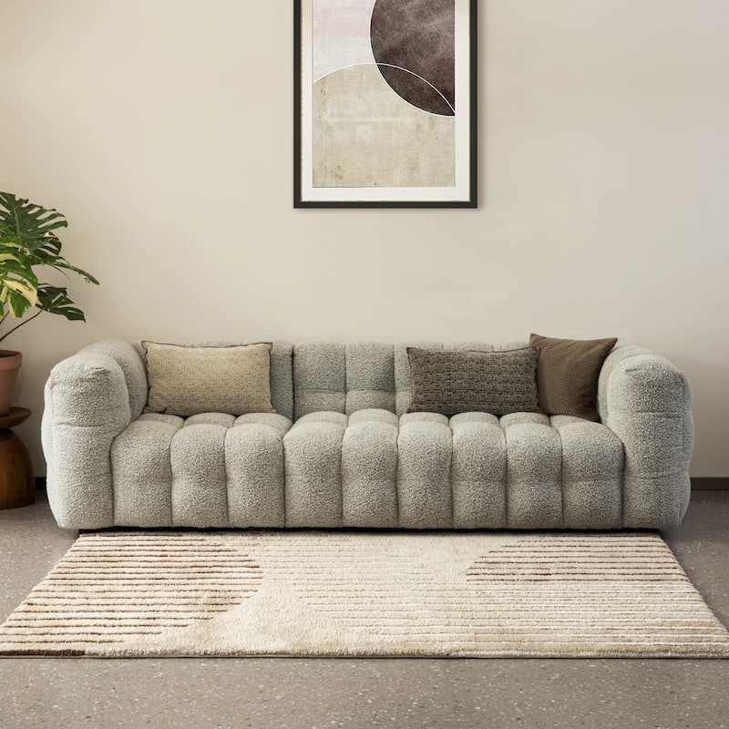 Glitzhome Modern Geometric Abstract Pattern High-Low Shag Area Rugs