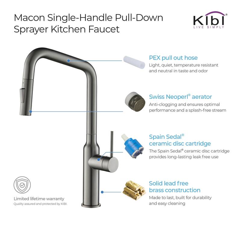 Brass High Arc Single Lever Kitchen Faucet with Pull Down Sprayer