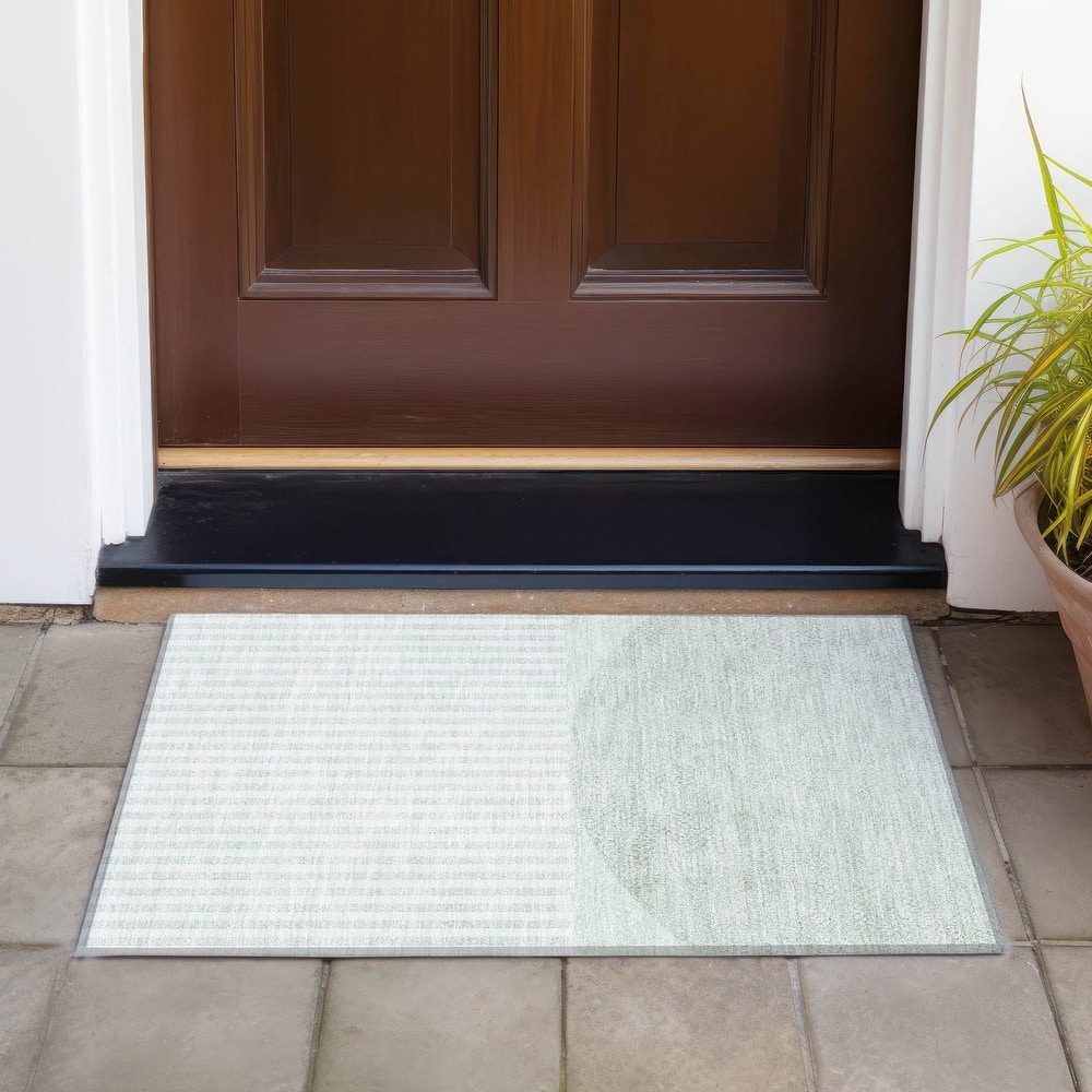 Machine Washable Indoor/Outdoor Contemporary Mod Chantille Rug