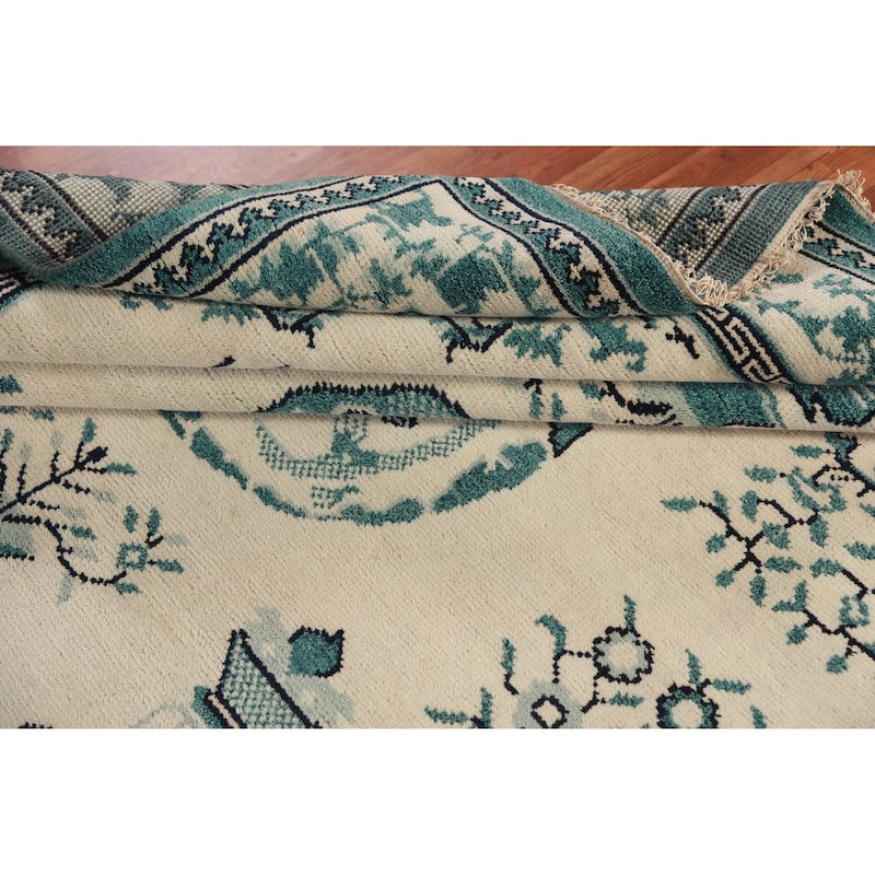 Art Deco Oriental Square Rug Handmade Wool Carpet - 8'1" x 7'11"