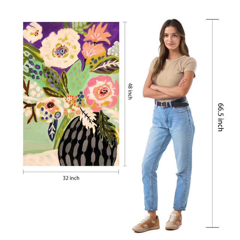 Empire Art"Fresh Flowers in Vase I" Frameless Tempered Glass Wall Art