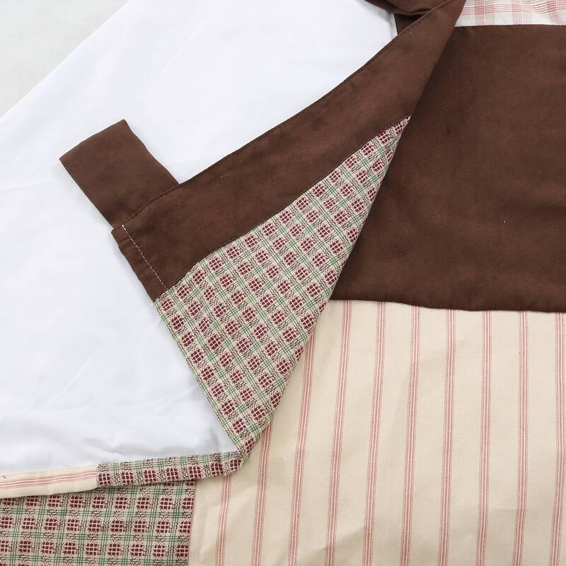 Brody Brown Plaid Stripe Patchwork Window Valance