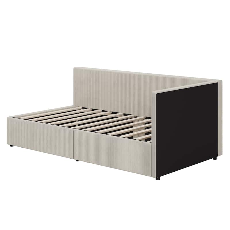 L Shape Corner Bed, Corduroy Upholstered Daybed