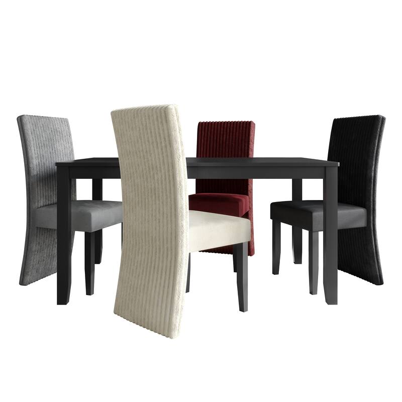 CraftPorch Corduroy Mid-Century Modern Elegance 5-Piece Dining Set - Black