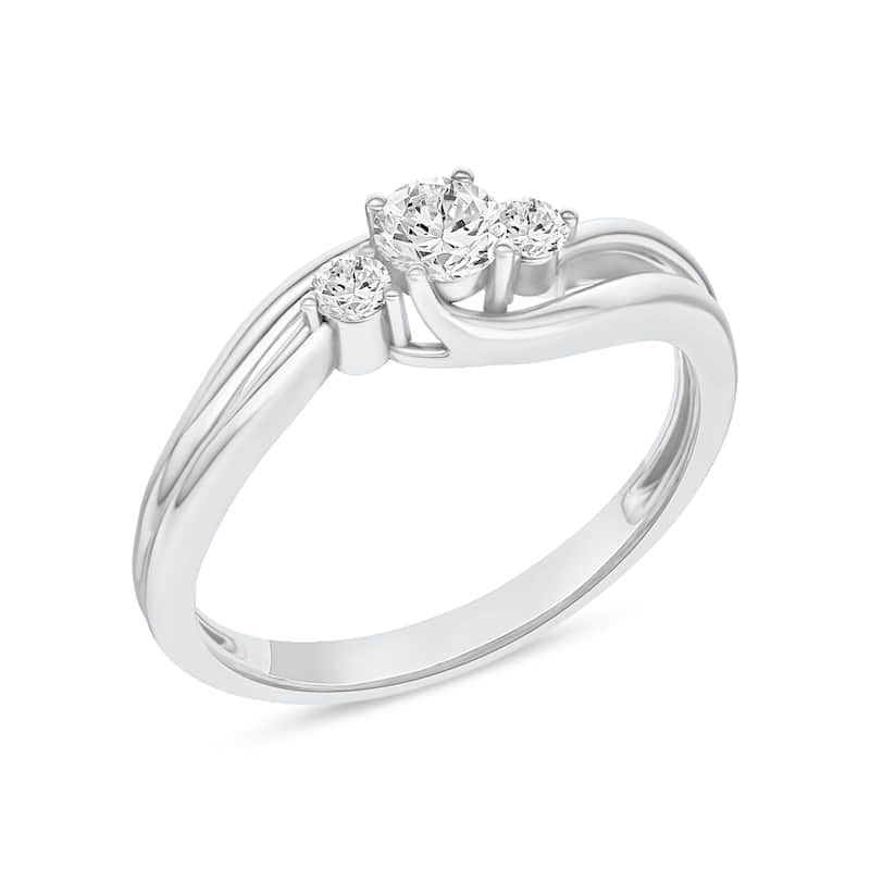 1/4ct TDW Diamond Three stone Anniversary Ring in 10K White Gold for Women