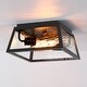 preview thumbnail 10 of 21, 2-Light Black Outdoor Farmhouse Flush Mount Ceiling Light