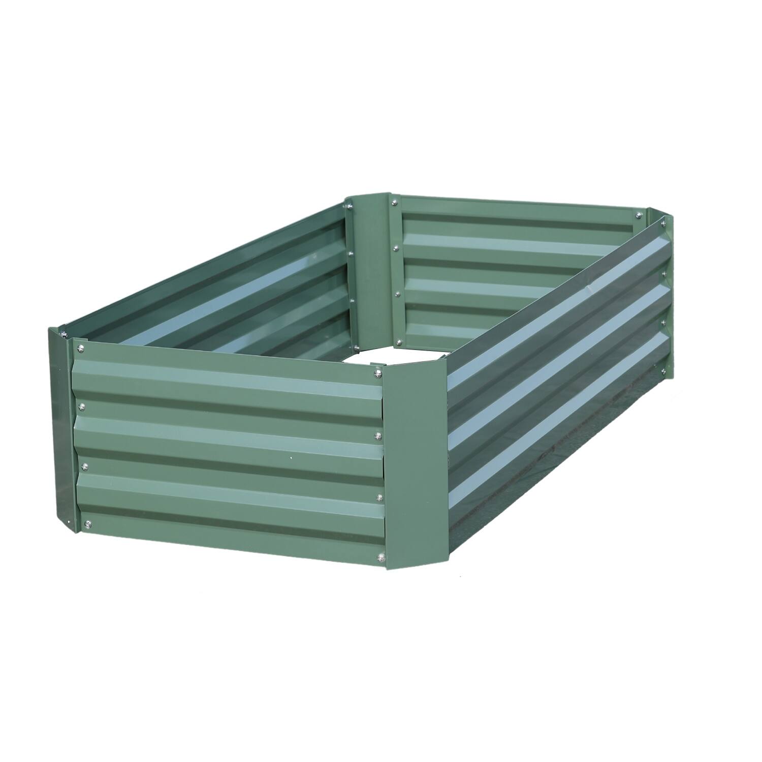 Aoodor Raised Garden Bed 4' x 4' x 1' for Patio Ourdoor Yard Green On