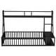 preview thumbnail 14 of 16, Twin Size Floor Bed Frame with Safety Fence,Metal Floor Bed with Desk and Storage Shelves,Playhouse for Kids
