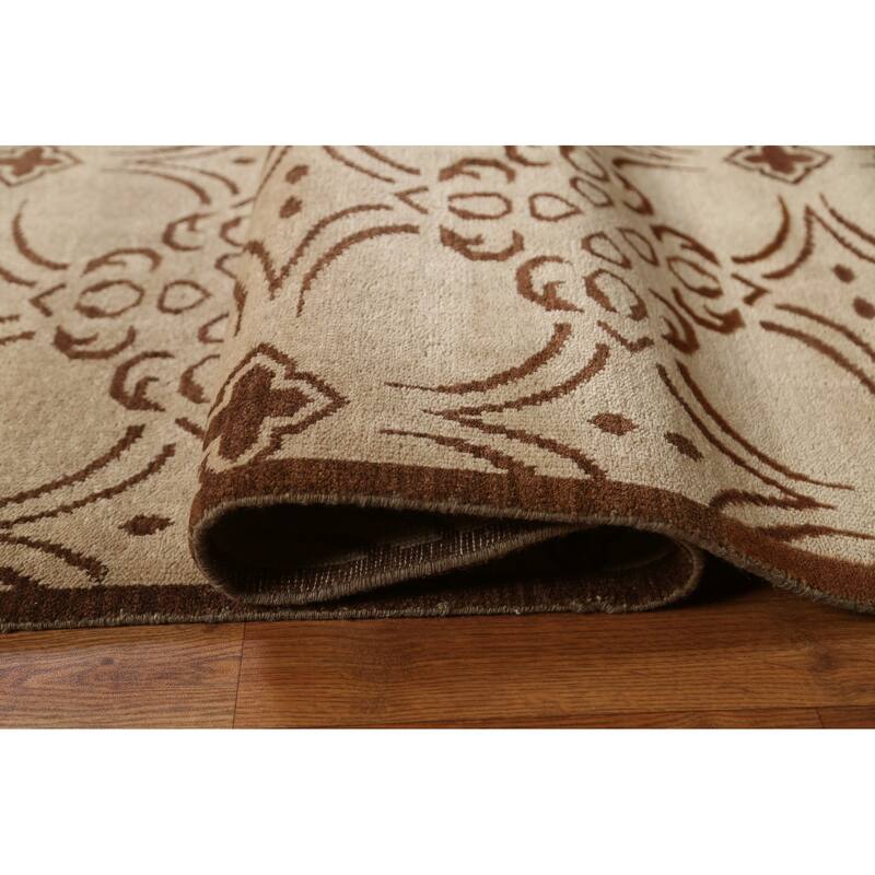 Hand Knotted Oriental 100% Wool Carpet Modern All-Over Beige & Ivories Art & Craft Area Rug - 10' 1'' X 8' 2''