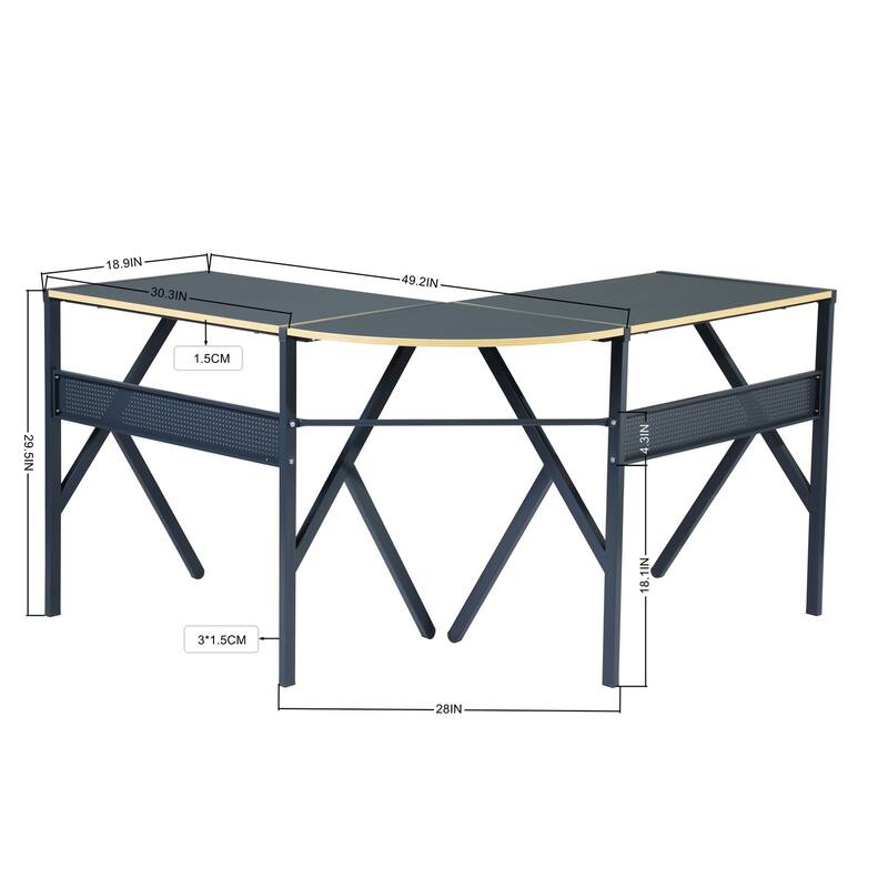 Homylin L-Shaped Modern Corner Office Computer Desk with Sturdy Metal Frame