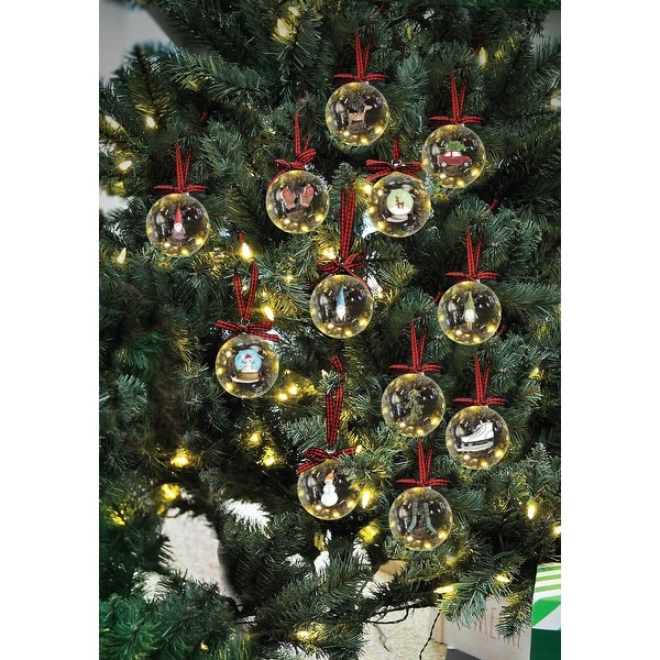 slide 2 of 12, Rae Dunn Set of 12 CHRISTMAS Ornaments Clear