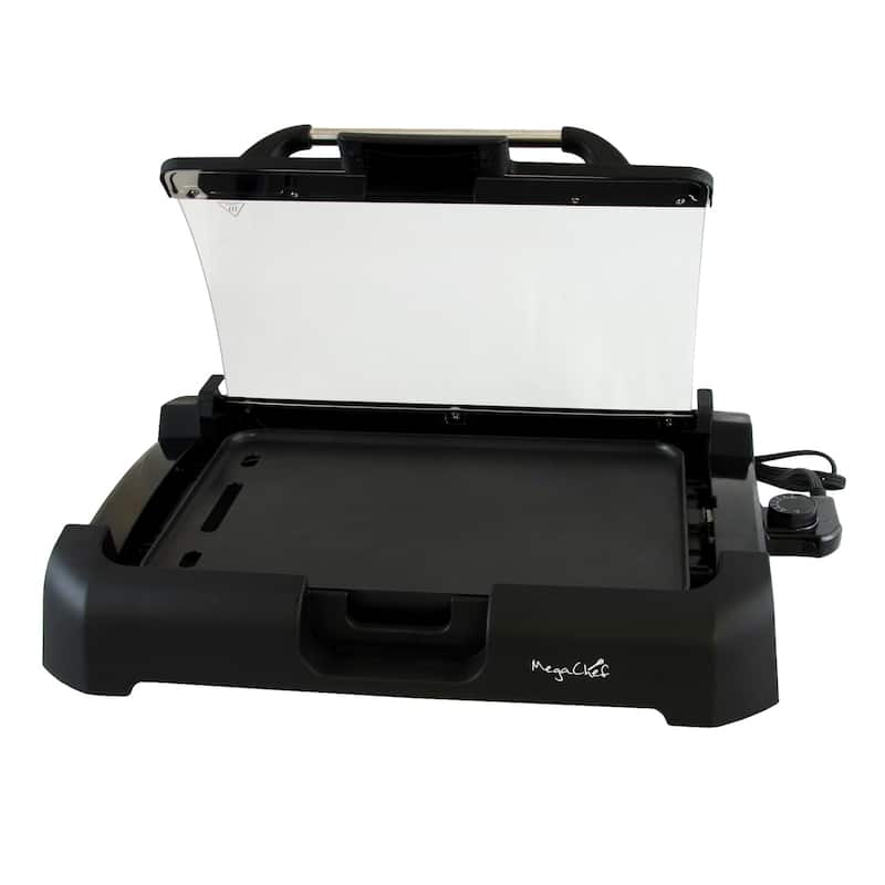 1800 Watt Electric Dual Side Cooking Surface Countertop Griddle with Glass Lid