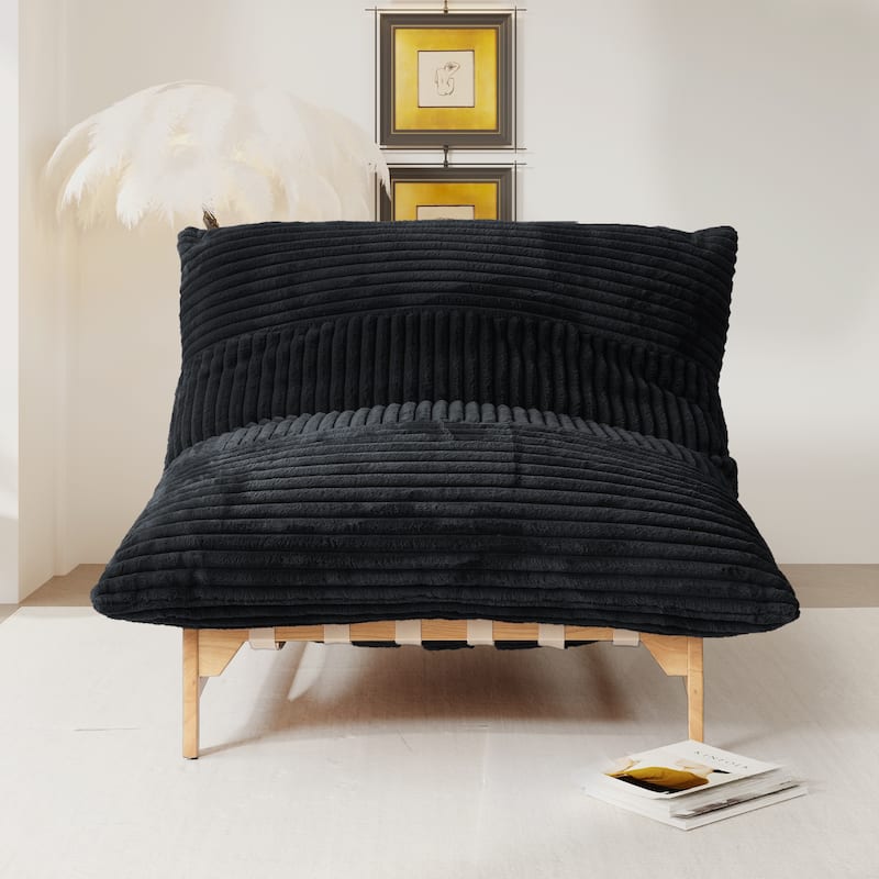 Bean Bag Accent Chair Large Plush Bean Bag Lounger with Solid Wood Frame Comfy Lounge Chair with Down Filling