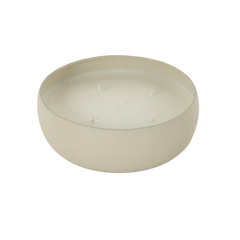 Beige, Black or Cream Metal Scented Textured 63oz 5 Wick Decorative Candle with White Wax