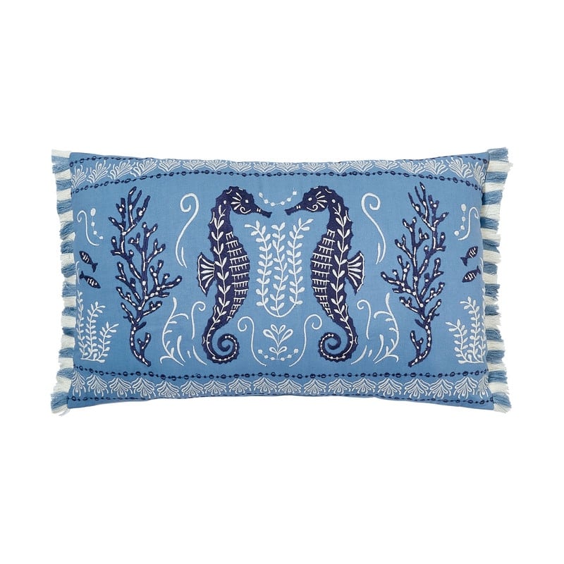 Spartina 449 Hamilton Embroidered Seahorse Decorative Pillow