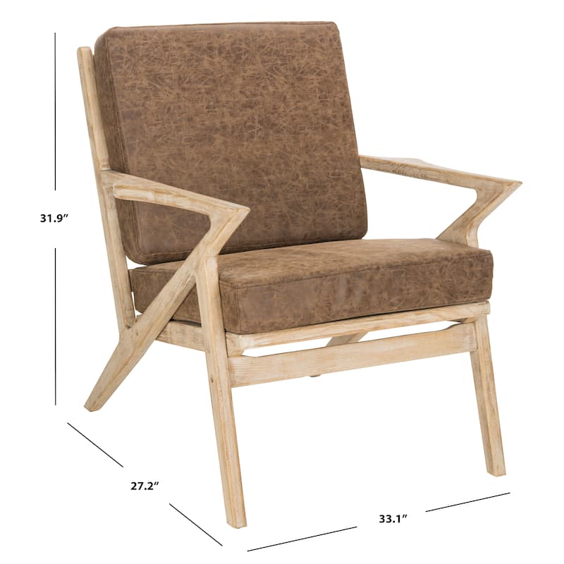 SAFAVIEH Inga Light Brown/ White Accent Chair - 33.1" x 27.2" x 31.9" - 33Wx27Dx32H