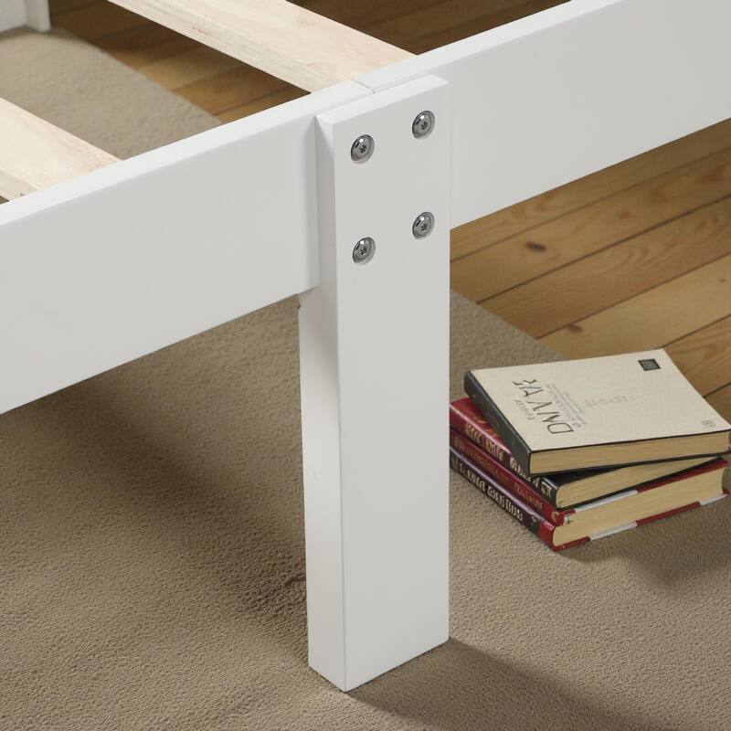 Twin Size Wood Platform Bed with Headboard and Footboard, Sleigh Panel Bed Frame with Wood Slat Support, No Box Spring Needed