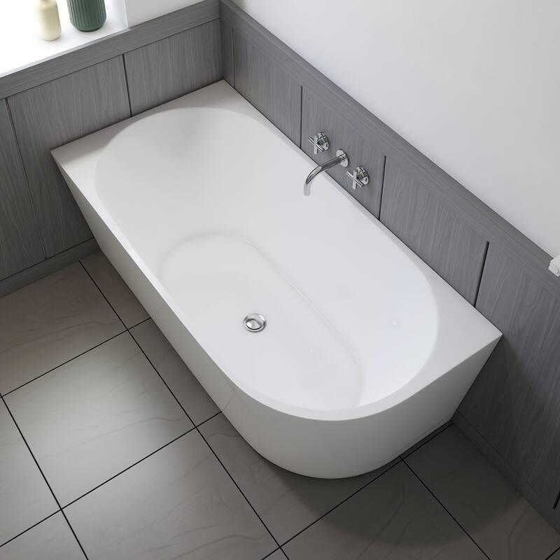Poppy 59" Corner Freestanding White Acrylic Bathtub