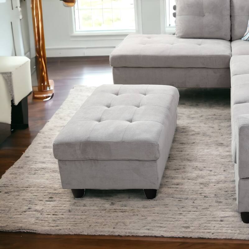 KISRAIS 34" Wide Upholstered Storage Ottoman
