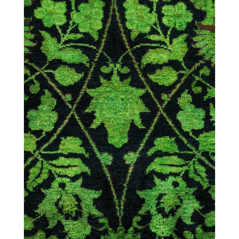 Overton Hand Knotted Wool Vintage Inspired Modern Contemporary Overdyed Green Area Rug - 8' 4" x 10' 0"