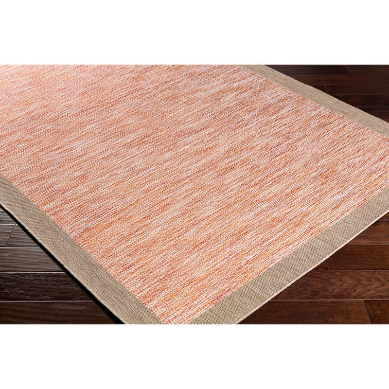 Cammie Solid Bordered Outdoor Area Rug