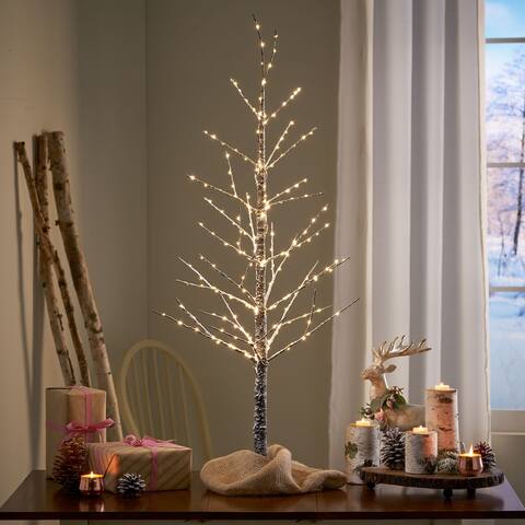 Naomi 4-foot Pre-Lit 228 Warm White LED Artificial Christmas Twig Tree by Christopher Knight Home