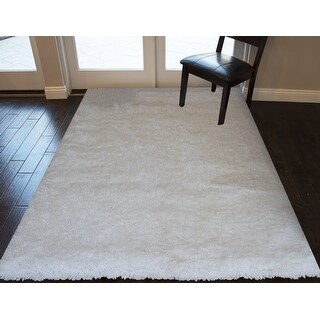 Romance Collection 1-inch Pile Large Shag Area Rug White Color - Bed ...