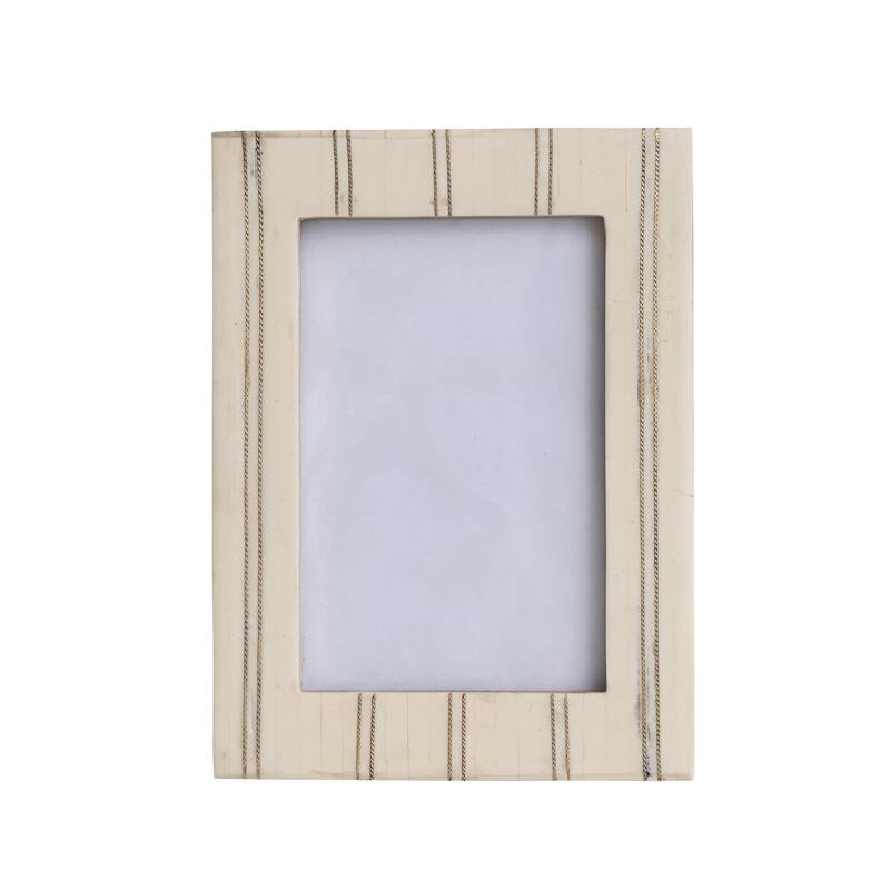 Resin Photo Frame with Pinstripe Design - Ivory - 5.5"L x 7.5"W x 0.5"H