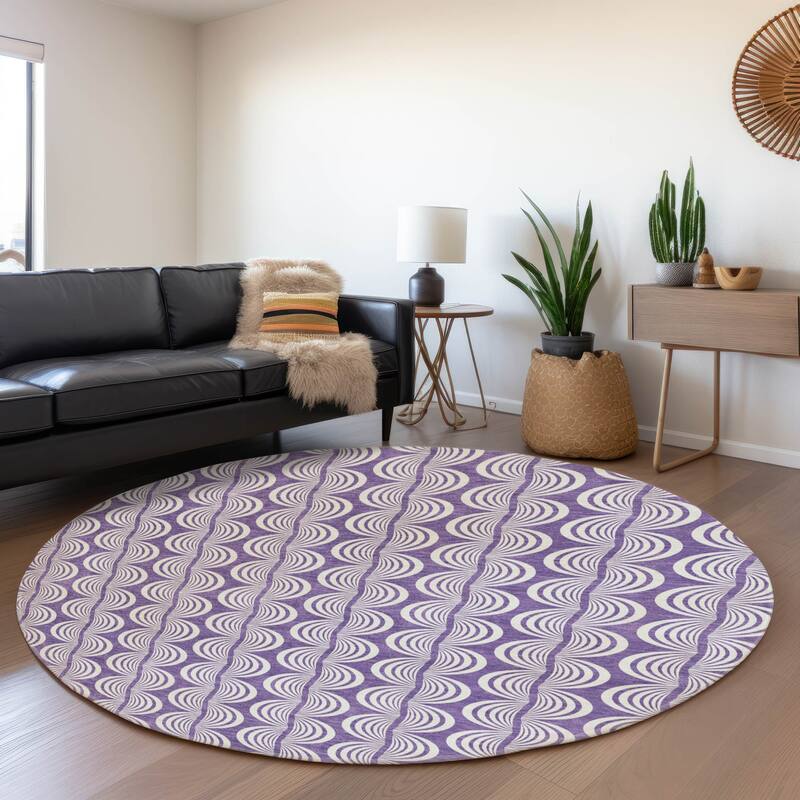 Premium Washable Super Soft Transitional Scallop Mayfield Rug - Purple - 8' x 8'
