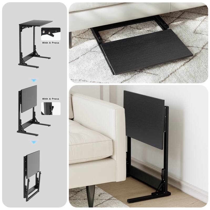 COSIEST 27.5'' Folding C Shaped Metal Sofa End Table