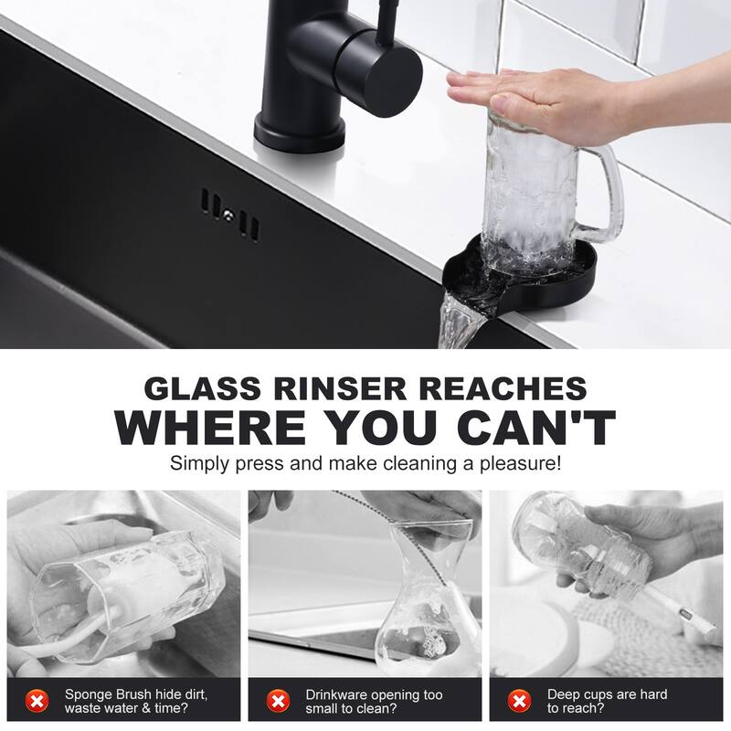 WOWOW Stainless Steel Glass Rinser for Kitchen Sink