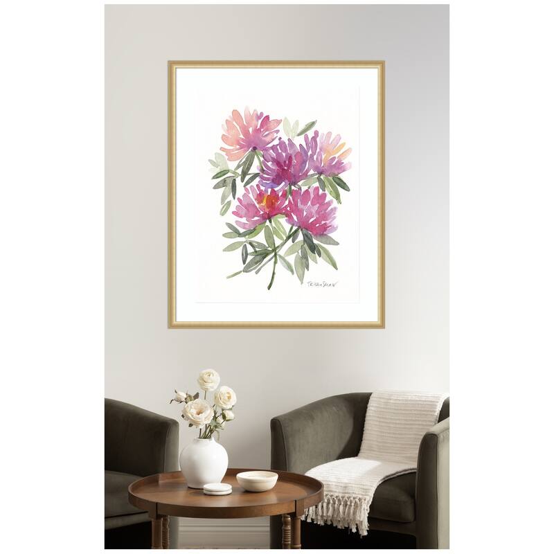 Kate and Laurel Framed Art Abstract Watercolor Pink Floral by Patricia Shaw