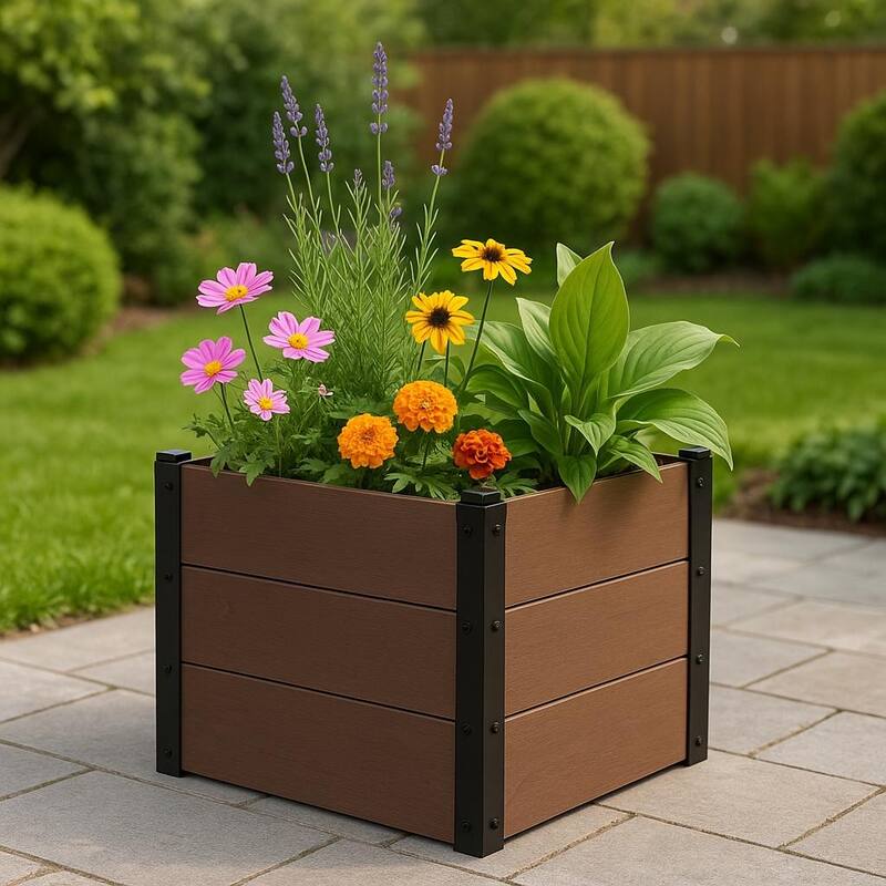 Wood Look Raised Garden Bed, with Bottom