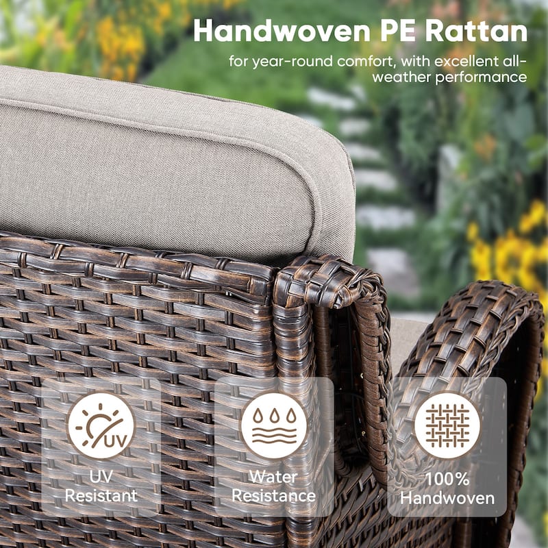 Outdoor Swivel Patio Wicker Chairs High Back Set of 2