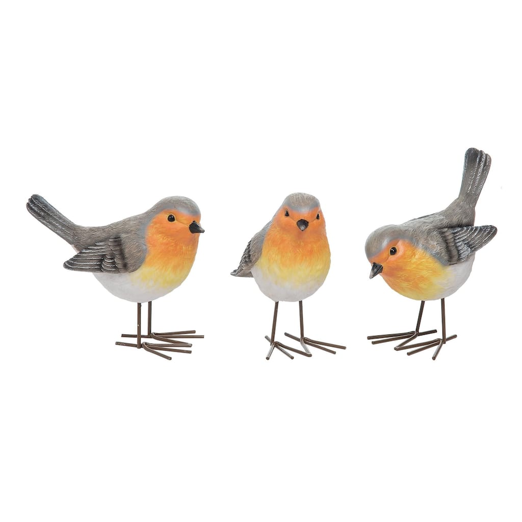 Transpac Large Resin Robin Bird Set of 3 Spring Home Decorations