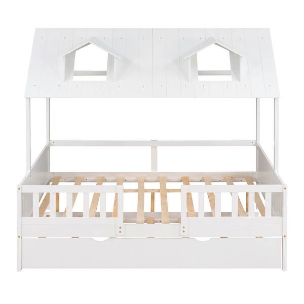slide 2 of 26, Full House Bed with Trundle - Safety-Enhanced Wood Design