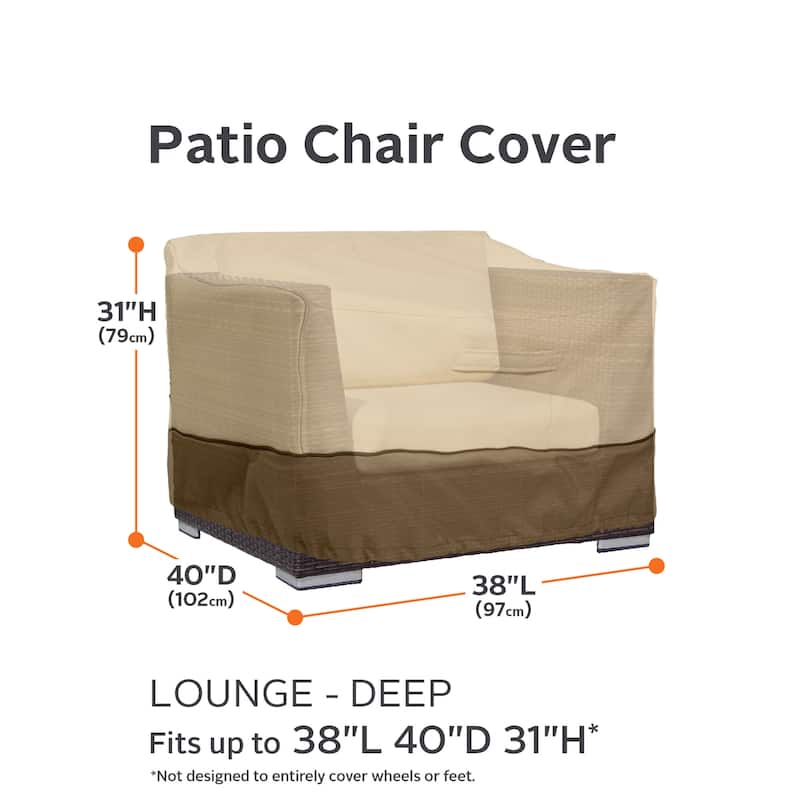 Classic Accessories Veranda Water-Resistant 38 Inch Deep Seated Patio Lounge Chair Cover, 2 Pack
