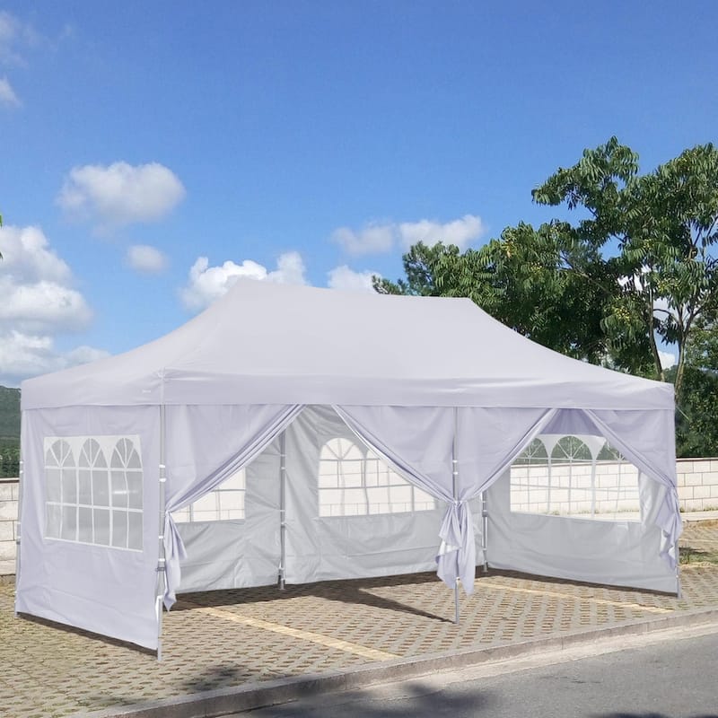Zenova Heavy-duty 10' x 20' Pop up Canopy Gazebo Tent - White