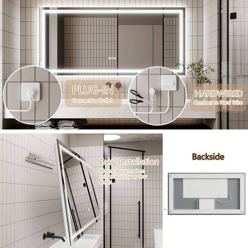 Modland Small Size LED Bathroom Mirror Back & Front Lighted Anti-Fog